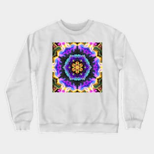 Psychedelic Hippie Flower Purple Yellow and Blue Crewneck Sweatshirt